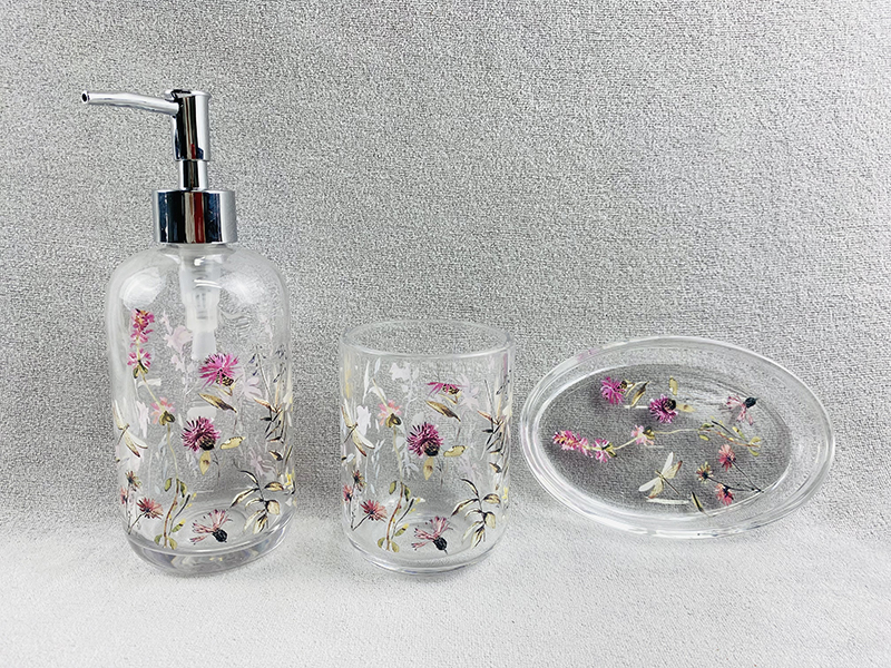Printed Glass Bathroom Accrssory Set