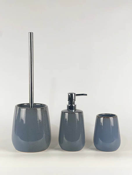Grey Ceramic Bathroom Accessory Set