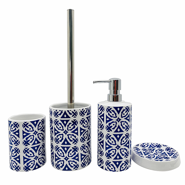Chinoiserie Ceramic Blue Print Bathroom Accessory Sets