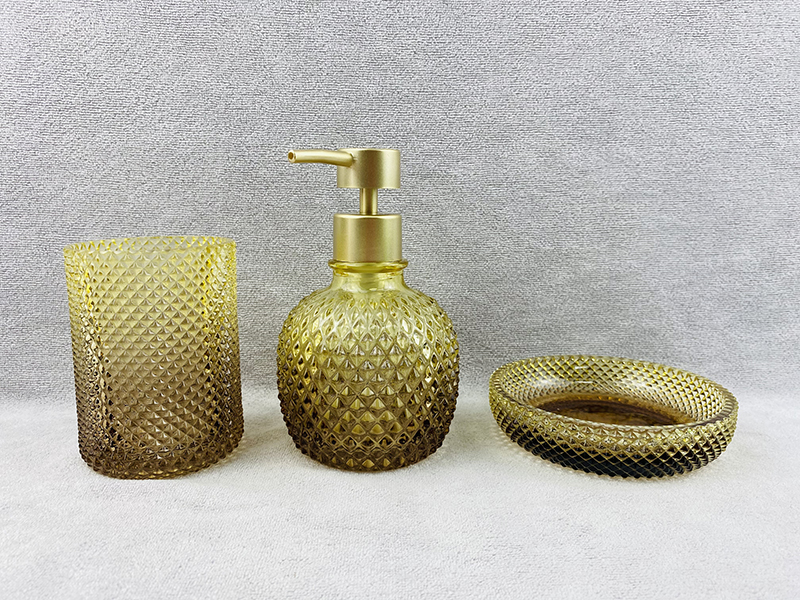Gradient Gold Glass Bathroom Accessory Set