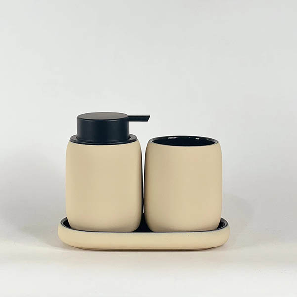 Beige Ceramic Bathroom Accessory Set