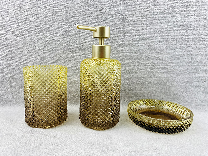 Gradient Gold Glass Bathroom Accessory Set