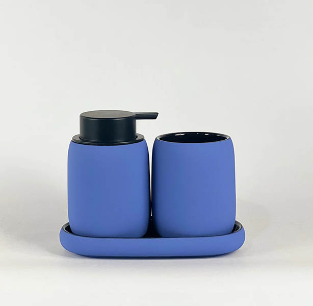 Blue Ceramic Bathroom Accessory Set